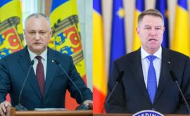 Dodon la felicitat pe Iohannis cu prilejul Zilei Naționale a statului român