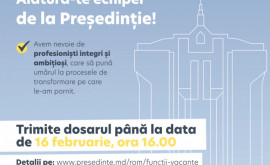 Președinția anunță concurs de angajare pentru mai multe funcții vacante