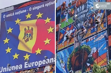 Culmea nerușinării. Pictura murală Visul Olimpic, acoperită cu un panou publicitar 